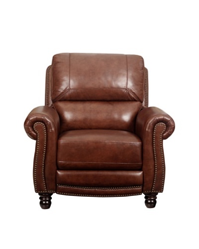 Abbyson Living Aron Hand Rubbed Pushback Leather Recliner, Two-Tone Brown