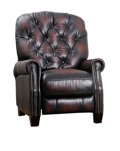 Abbyson Living Zeena Hand Rubbed Leather Pushback Recliner, Brown