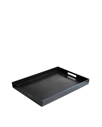 Accents by Jay Alligator Rectangular Tray with Handles, Black
