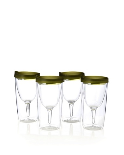 AdNArt Set of 4 Vino 2 Go Cups, Green, 10-Oz.