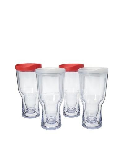 AdNArt Set of 4 Brew to Go, Red/White