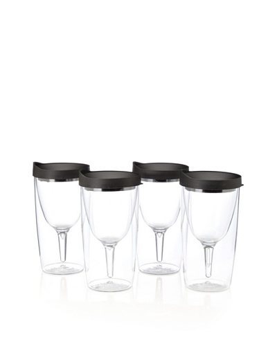 AdNArt Set of 4 Vino 2 Go Cups [Black]