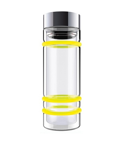 AdNArt Bumper Bottle Double Wall Glass Bottle [Yellow/Silver Lid]