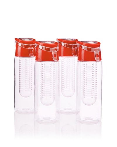 AdNArt Flavour-It Fruit Infuser Tritan Water Bottle, Red, 20-Oz. Set of 4