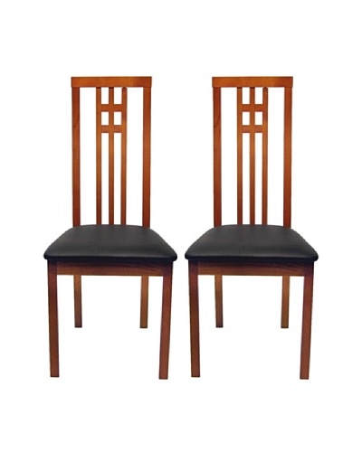 Aeon Set of 2 Euro Home Collection District-2 Dining Chairs, Cherry