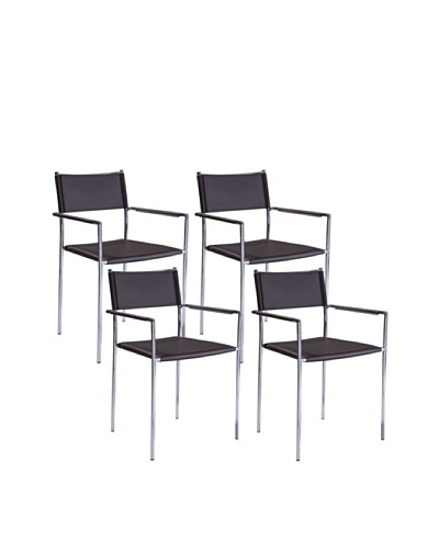 Aeon Set of 4 Metropolitan Leather Chairs, Black