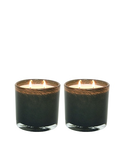 Alassis Set of 2 14-Oz. Art Glass Candles, Blackcurrant and Rosewood, Grey