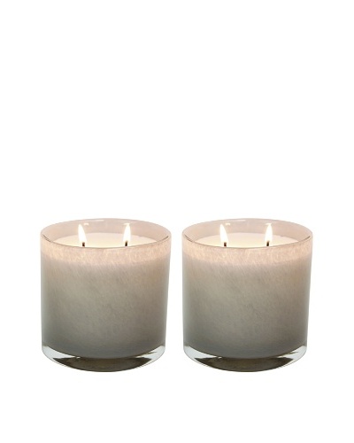 Alassis Set of 2 14-Oz. Art Glass Candles, Fig and Violet Leaves, Taupe