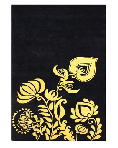Alliyah Rugs New Zealand Wool Rug [Black/Sunset Gold]