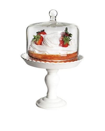 American Atelier Bianca Pedestal Cake Plate with Dome, White