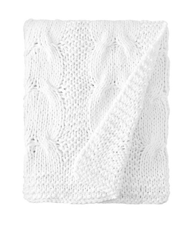 Amity Cable Knit Throw, White, 50 x 60