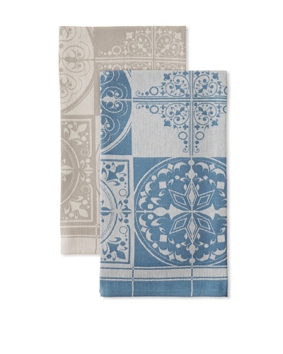 Anne De Solene Set of 2 Kitchen Towels, Victor, Petrole/Beton, 23x30