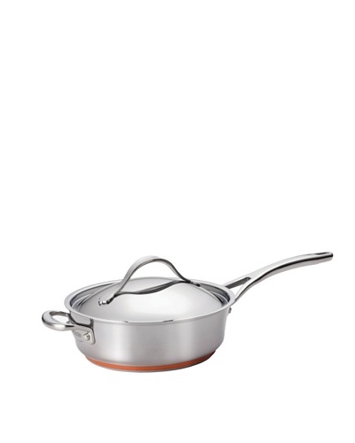 Anolon Nouvelle Copper Stainless Steel 3-Quart Covered Saute Pan with Helper Handle