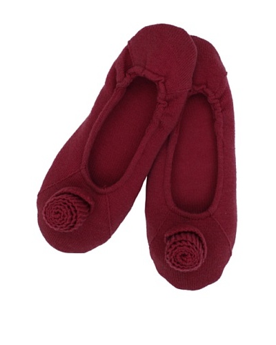 a&R Cashmere Slippers with Flower, Claret