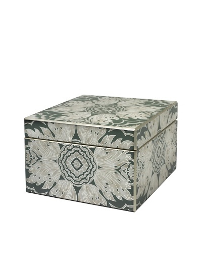 Arcadia Home Green Reverse-Painted Mirror Jewelry Box