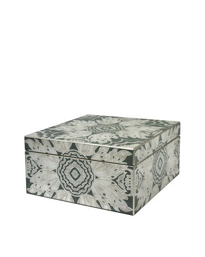 Arcadia Home Green Reverse-Painted Mirror Jewelry Box