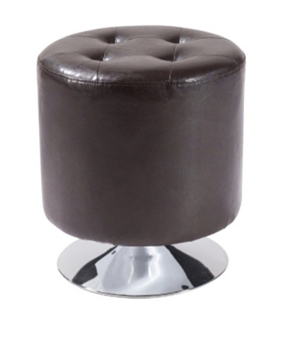 Armen Living Ruby Bonded Leather Round Ottoman, Brown