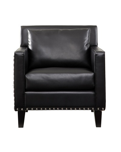 Armen Living Dallas Chair with Leather and Cowhide Side Panels, Black