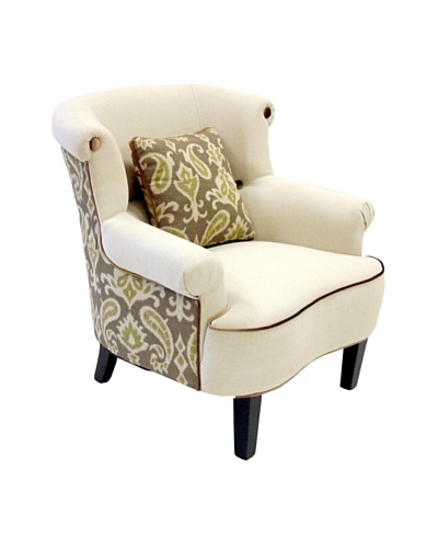 Armen Living Deerfield Chair In Ikat Fabric, Green/Cream