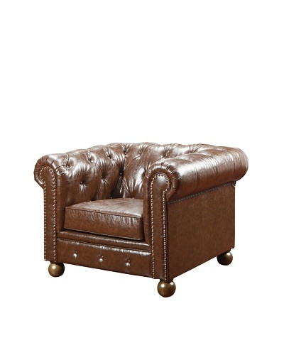 Armen Living Winston1060 Bonded Leather Vintage Chair, Mocha