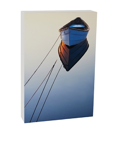 Art Block Lone Boat - Fine Art Photography On Lacquered Wood Blocks