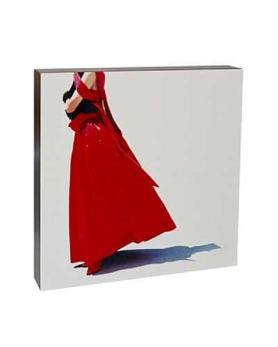 Art Block Red Dress- Fine Art Photography On Lacquered Wood Blocks