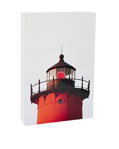 Art Block Red Lighthouse - Fine Art Photography On Lacquered Wood Blocks