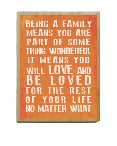 Artehouse Being a Family- Coral Bamboo Wood Sign, 24 x 18