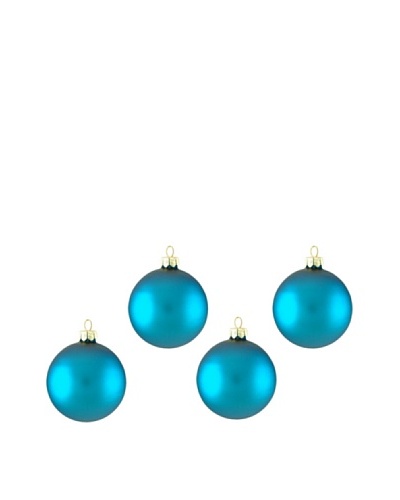 Artisan Glass by Seasons Designs Set of 4 Solid Glass Ornaments, Turquoise Matte