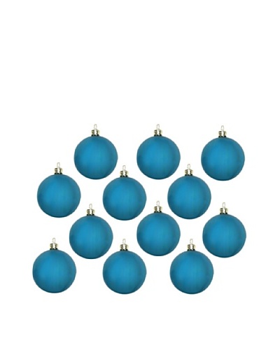 Artisan Glass by Seasons Designs Set of 12 Solid Glass Ornaments, Teal Matte