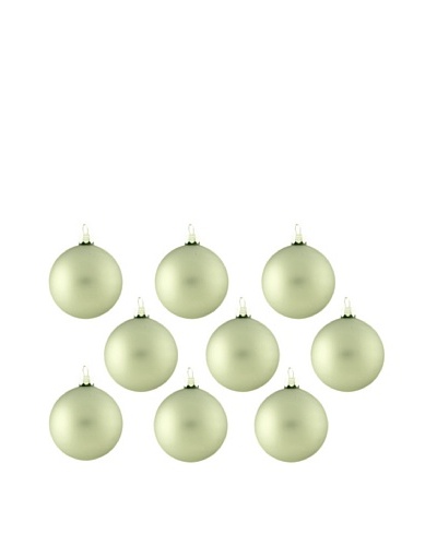 Artisan Glass by Seasons Designs Set of 9 Solid Glass Ornaments, Sage Green