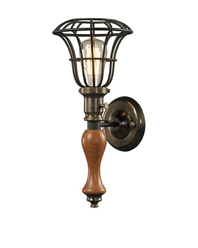 Artistic Lighting Spun Wood Collection 1-Light Sconce, Vintage Rust