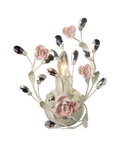 Artistic Lighting Heritage 1-Light Porcelain Roses Sconce, Cream