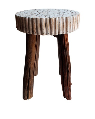 Asian Art Imports Modern Bubble Stool, Antique White/Natural