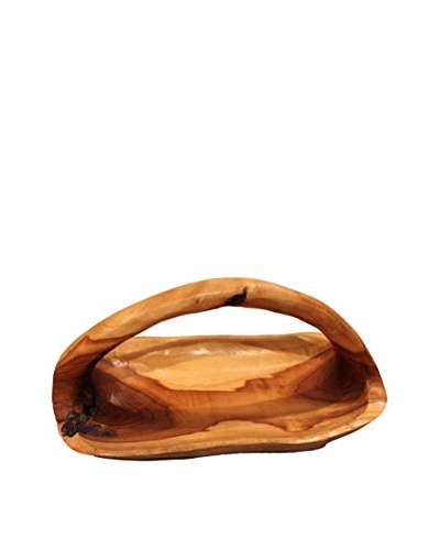 Asian Loft Teak Wood Bowl with Handle, Natural