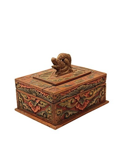 Asian Loft Hand-Carved Wooden Balinese Box, Multicolor