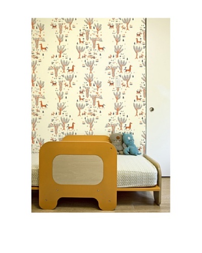 Astek Wall Coverings Set of 2 Orange Forest Picnic Wall Tiles by Jim Flora