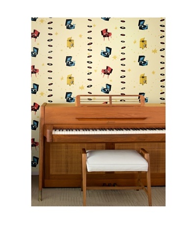 Astek Wall Coverings Set of 2 Jumping Jive Day Wall Tiles by Jim Flora
