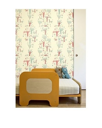 Astek Wall Coverings Set of 2 Pale Forest Picnic Wall Tiles by Jim Flora