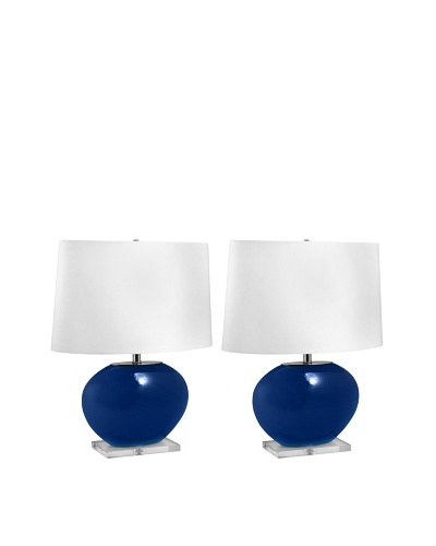 Aurora Lighting Oval Glass Table Lamp [Royal Blue]
