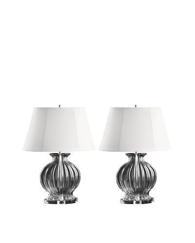 Aurora Lighting Set of 2 Fluted Oval Glass Table Lamps