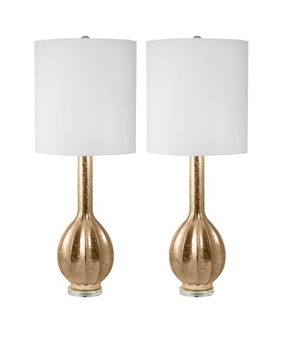 Aurora Lighting Gold Embossed Ceramic Table Lamp, Set of 2