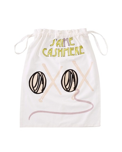 Aviva Stanoff Cashmere Laundry Bag, White/Pink/Yellow