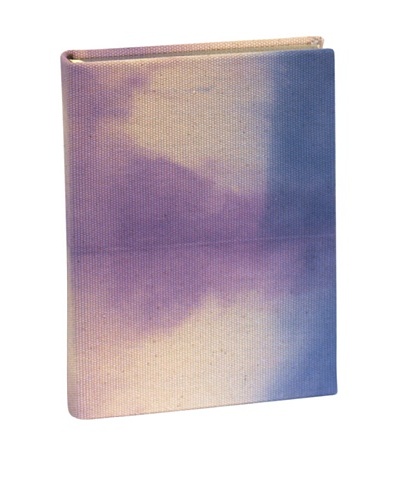 Aviva Stanoff Gilt-Edged Grid Canvas Keepsake Wide-Ruled Journal, Indigo