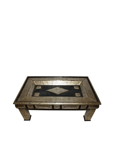 Badia Design Rectangular Metal Coffee Table, Silver/Brown