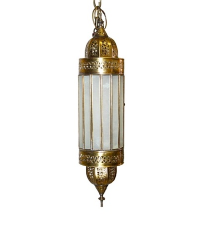 Badia Design Brass Lantern with White Glass, Beige/White