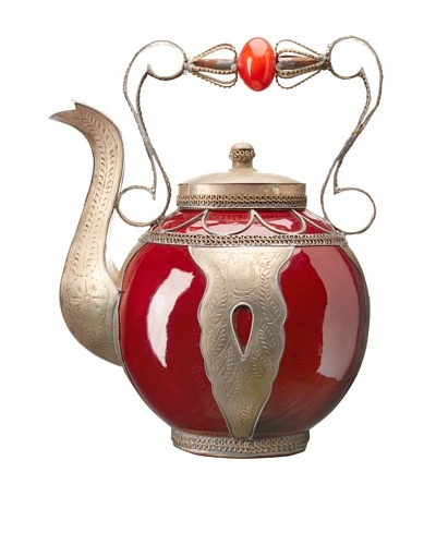 Badia Design Decorative Ceramic Teapot, Red