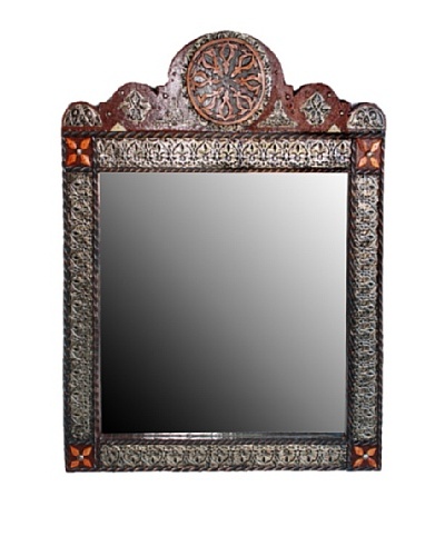 Badia Design Round Top Rectangular Mirror, Red/Tan