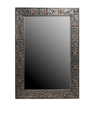 Badia Design Silver Nickel & Bone Rectangular Mirror, Silver/Orange