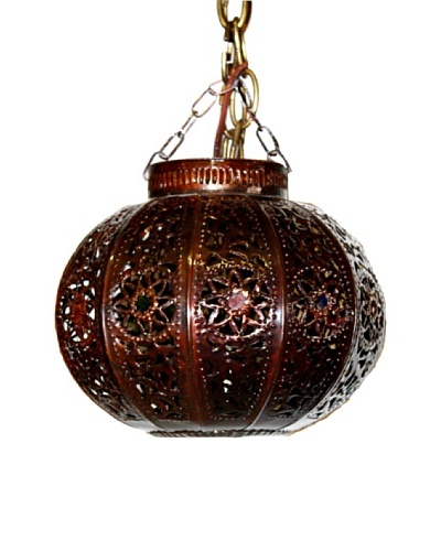 Badia Design Dark Tin Antique Round Lantern, Brown